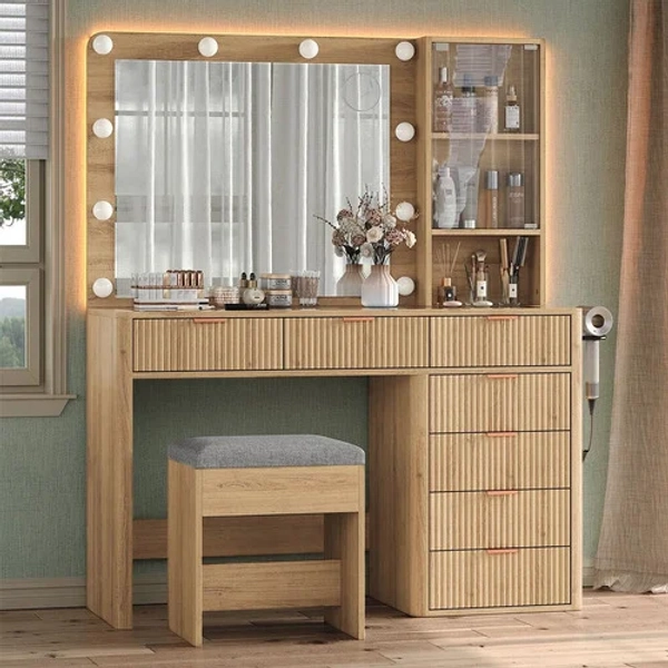 2 Piece Linea Dressing Table & Stool Set