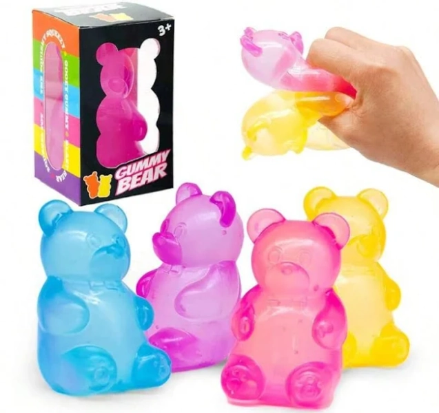 Multicolor Gummy Bear Squeeze Toy Fidget Toys Sensory Squishy Anti Stress Soft TPR Stress Relief Ball Kids Anxiety Novelty Birthday Party G,One Size F