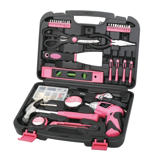 Apollo Tools 135 -Piece Pink Household Tool Set with Hard Case
