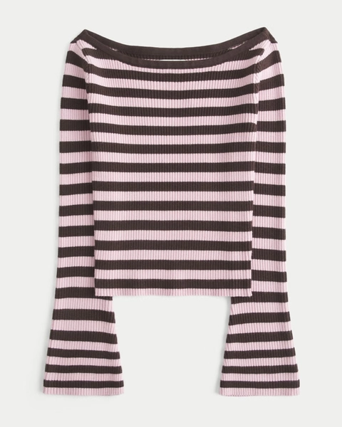 Slash-Neck Bell Sleeve Sweater