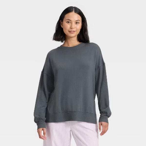 Women's PeachySoft French Terry Fleece Crewneck Sweatshirt - Wild Fable™ Black XL