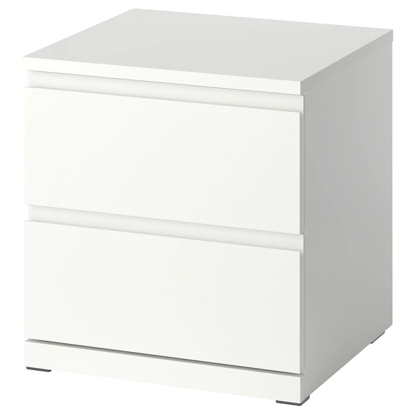 STORKLINTA Table de chevet - blanc/avec 2 tiroirs 50x48x53 cm (19 5/8x18 7/8x20 7/8 ")