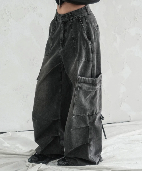Accent Back String Pants BLACK