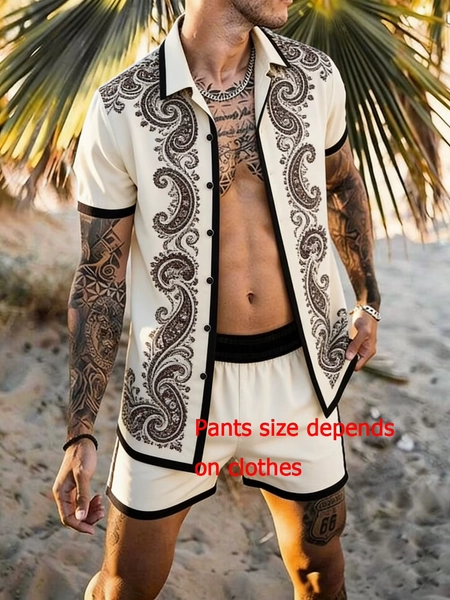 Men's new fashion short-sleeved shorts shirt suit tropical plant curly grass pattern 3D printed shirt Hawaiian vacation clothes - AliExpress 