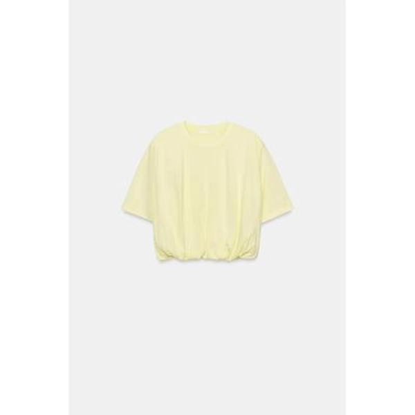 Zara - Puffy Cropped T-Shirt - Light Yellow - S - Woman