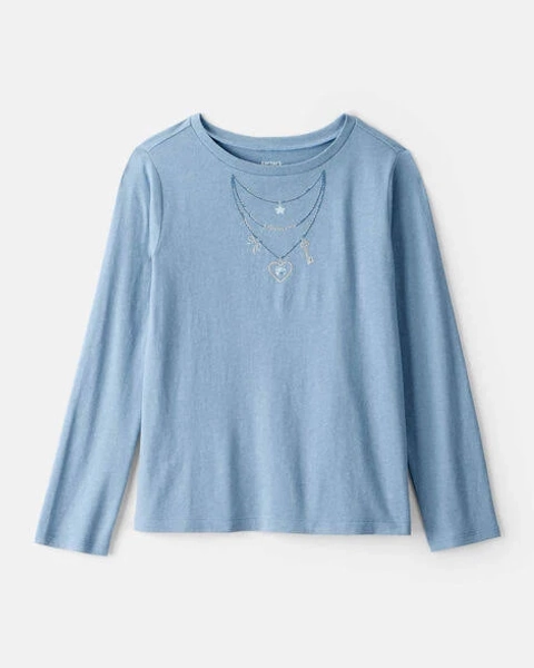 Carter's Girls Charm Necklace Long-Sleeve Graphic Tee