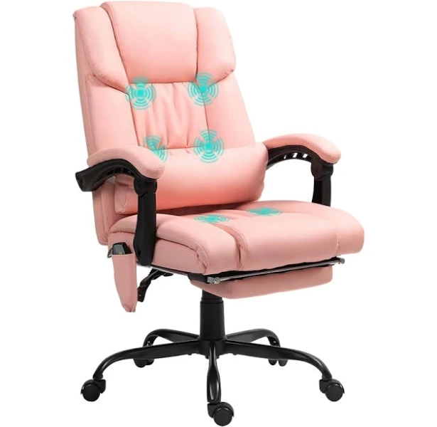Vinsetto High Back Vibration Massage Office Chair with 6 Points, Height Adjustable Reclining Office Chair with Retractable Footrest and Remote