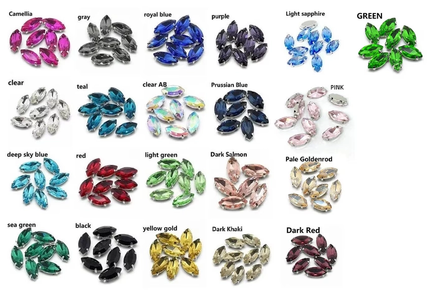 10pc 12X6mm Horse Eye Shape Glass Sew On Rhinestone Montee Beads-pls pick a color