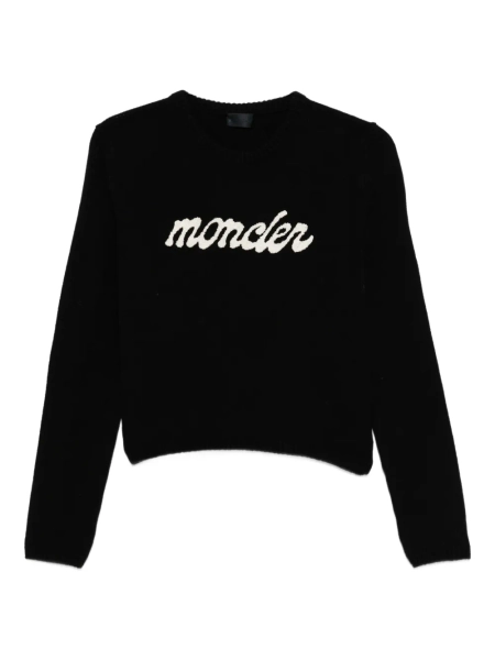 Moncler logo-embroidered Wool Jumper | Black | FARFETCH