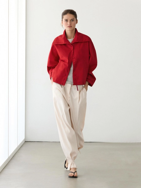 Veste légère en coton à détails boutonnés - ROUGE FORT