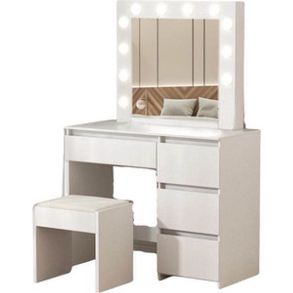 White Dressing Table Hollywood LED Mirror Makeup Vanity Table