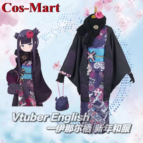 Cos-Mart Anime Vtuber Hololive Ninomae Ina Nis Cosplay Costume New Year's Bathrobe Kimono Activity Party Role Play Clothing - AliExpress 