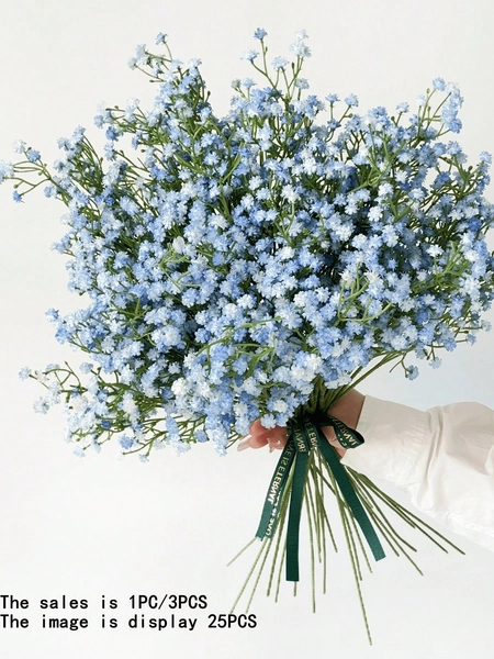 1pc/3pcs/5pcs Light Blue Artificial Baby's Breath Flowers, Multi-Stem, Fake Baby's Breath Floral Bouquet, Suitable For Home Decor, Tabletop Arrangement, Vase Filler DIY, Wedding Party Event Decoration, Room Decor, Valentine's Day, Gift, Garden Decor, Outdoor Plants, Gardening, Artificial Flowers