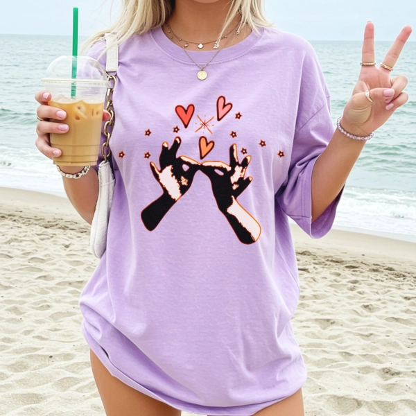ASL Interpreter T-Shirt | Sign Language Sparkle Hearts Tee, Interpreter Gift