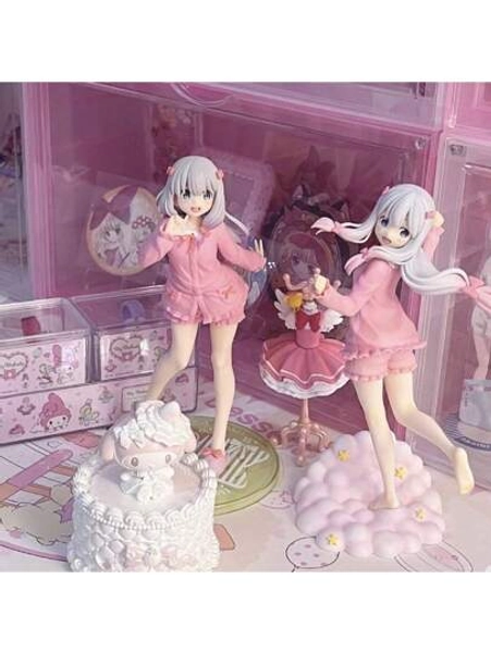1PC 22.8cm Pink Cute Anime Plus Blue Sitting Cute Cartoon Characters, Desktop Car Decorations, Decorate Room Supplies, Hobby Toys Collection