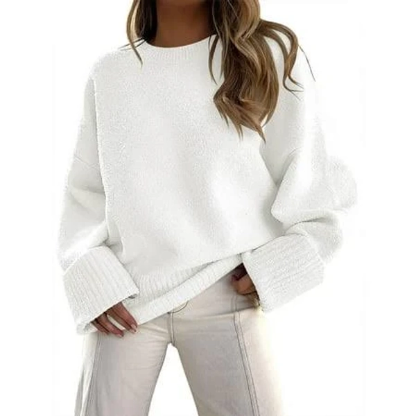 Fantaslook Women's Oversized Crewneck Long Sleeve Chunky Knit Sweater