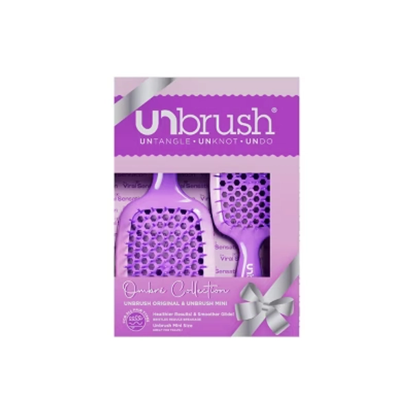 UNbrush Holiday Ombre Purple Detangling Hair Brush Gift Set - 2pk
