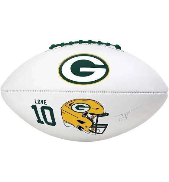 Logo Brands Green Bay Packers Jordan Love Full-Size Autograph Football