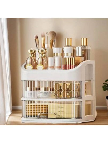 3-5 Tier Two Drawer Organizer, Dressing Table Cosmetic Organizer With Drawers - Spacious Storage Space For Skincare Products, Brushes, Eyeshadows, Lotions, Lipsticks, Nail Polishes - Perfect For Vanities, Bathrooms, Bedrooms And Dressing Tables