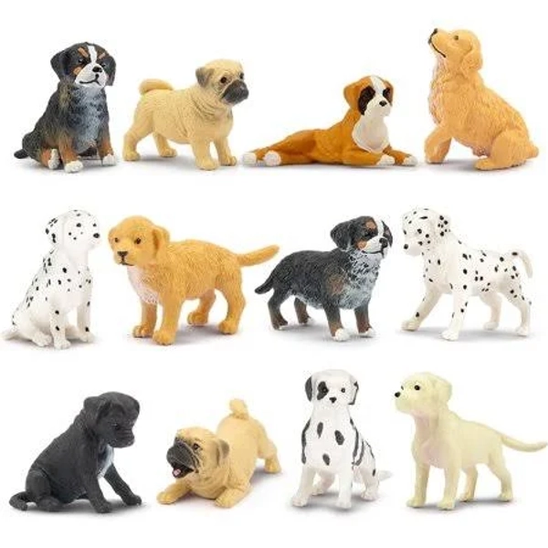 TOYMANY Puppy Figurines Playset