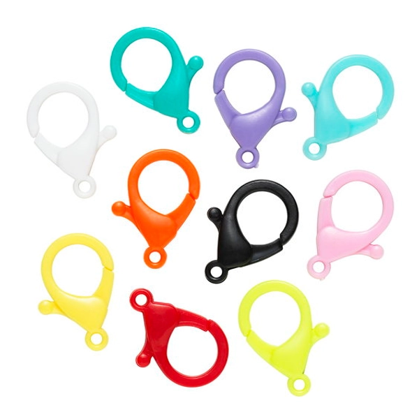 Nyckelringar i glada färger, 10-pack. Längd 26 mm.