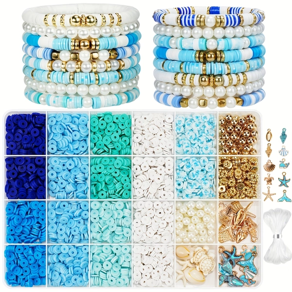 1760pcs Clay Beads for Bracelets, Clay Beads Bracelet Making Kit with Golden Beads for Jewelry Making, Charms Bracelet and Crafts DIY Gifts