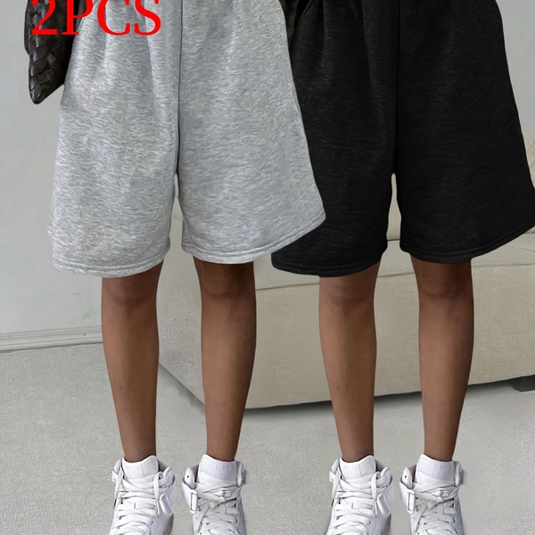 A Set of Two Stylish And Trendy Casual Shorts for Girls And Teenagers, Perfect for Outdoor Activities, Running, And Everyday Wear in Spring, Summer, And Autumn