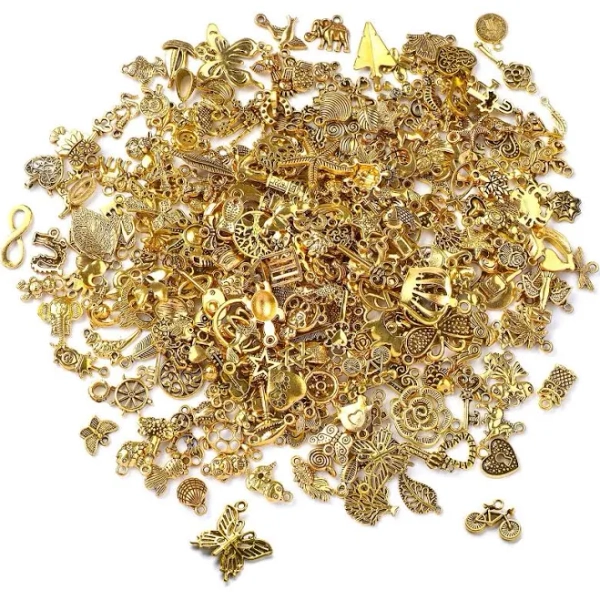 Sannix 350pcs Antique Gold Charms Bulk Lots Jewelry Making Charms
