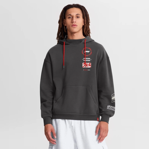 Men's Fanatics Gray Formula 1 Oversized Brand Overdrive Hoodie