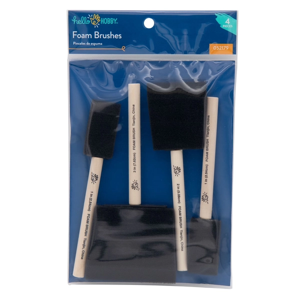 Hello Hobby - 4pc Variety Craft Foam Brush Set, 1", 2", 3" - Walmart.com