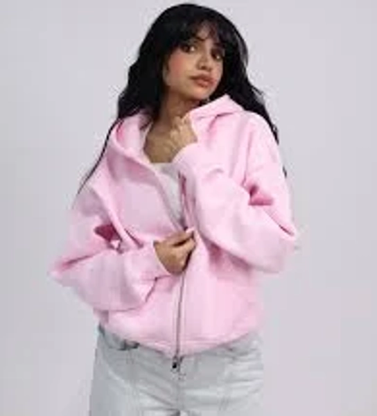 Two Zipper Boxy Hoodie - Pink / M