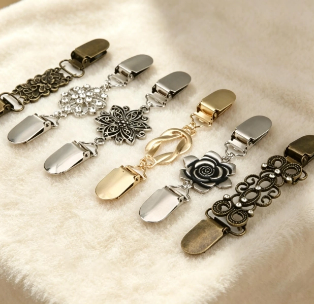 Pants/Skirt Clips, Anti-Exposure Sweater Buttons, Metal Buckles, No Sewing Required, Bronze-Colored Fasteners