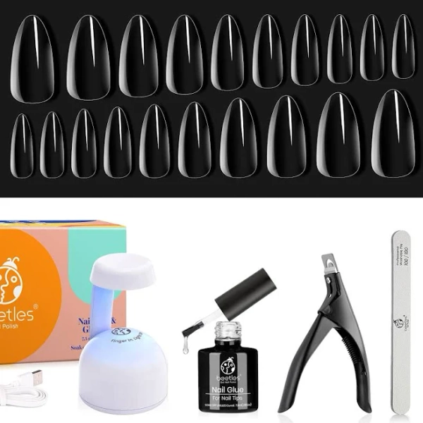 Beetles Nail Tips Medium Almond 240pcs Pre-Shaped Tips Nail Extension Set