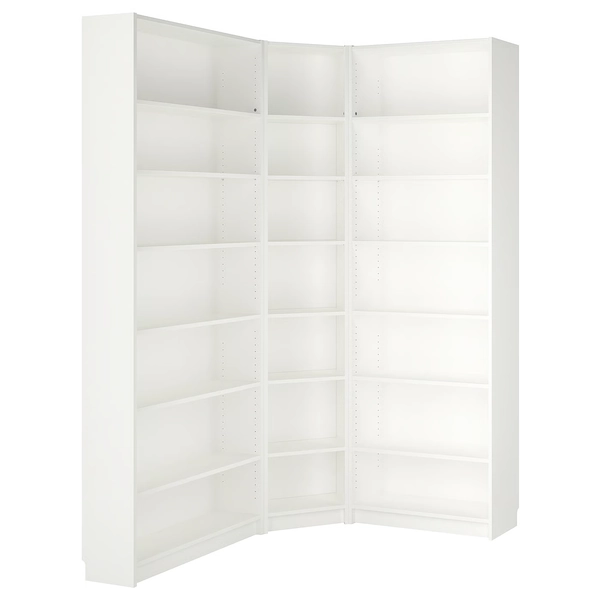BILLY bookcase corner comb w ext units, white, 531/2/531/2x11x931/4"  - IKEA