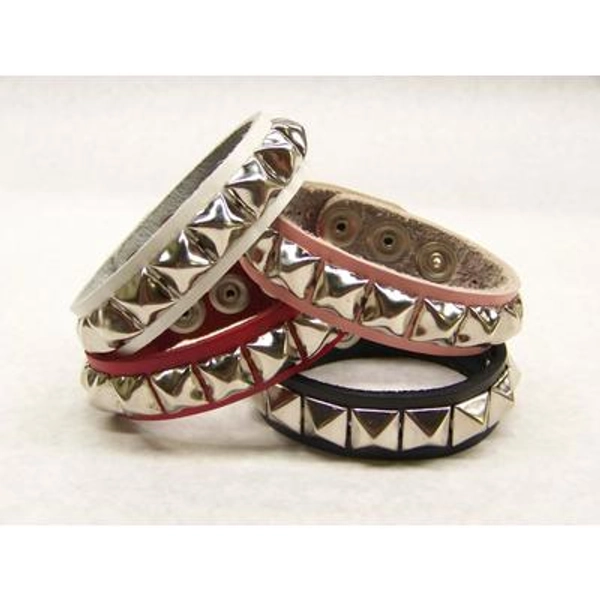 Leather Studded Wristband single row 