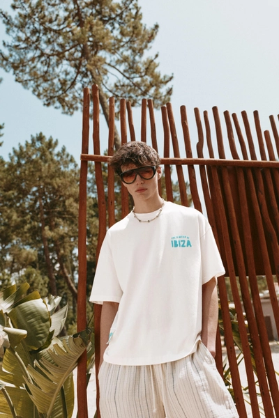 Boxy T-Shirt mit Ibiza-Print