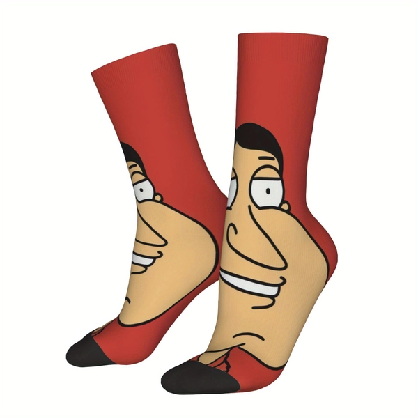 Men's Family Guy TV Show Themed Socks with Stewie & Peter Griffin Full-Body Print - Funny Novelty Character Footwear (EU 36-45) - Comfortable Stretch Fit for Fans, Casual & Costume Parties