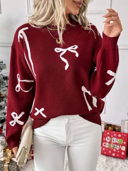 Coquette Bow Print Sweater