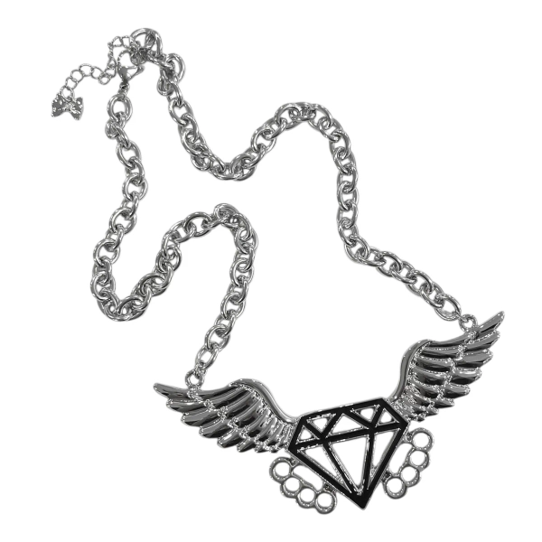 diamond angel necklace *black*