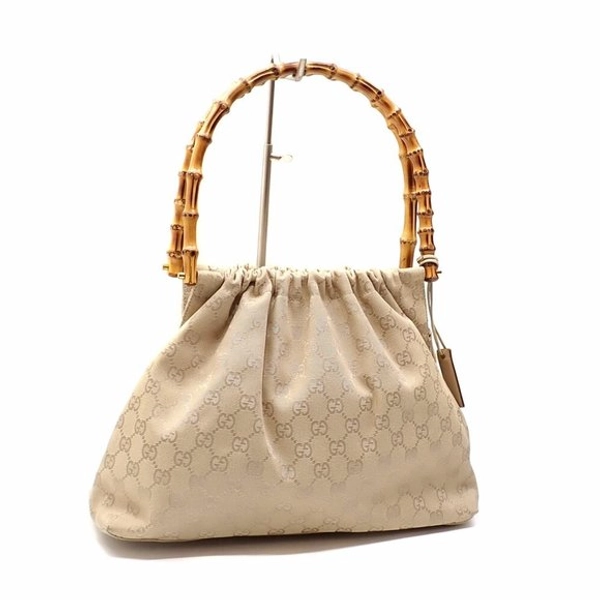 Gucci Bamboo Handbag for Women Beige GG Canvas 92708 A6049159