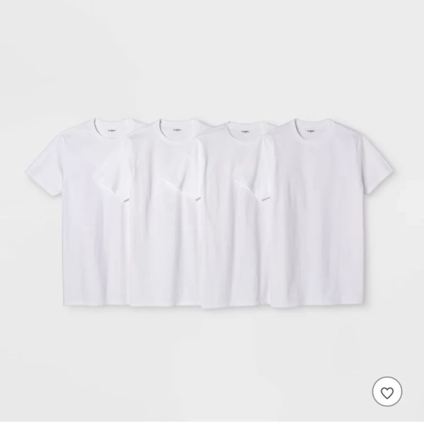 Men's Short Sleeve 4pk Crew Neck T-Shirt - Goodfellow & Co™ Black S: Cotton Jersey, Pullover