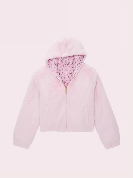 PINK x LoveShackFancy Faux-Fur Cropped Bomber Jacket, Pink Tulip - Order Jackets & Outerwear online - PINK US
