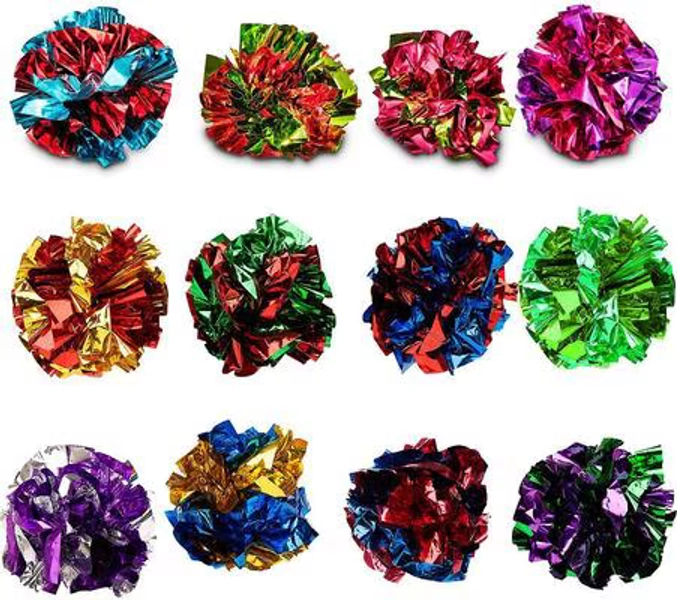 SUNGROW Kitty Crinkle Balls Indoor Cat Toy, 12 count - Chewy.com