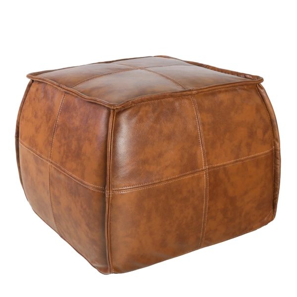 Elliona Square Top-Grain Leather Ottoman