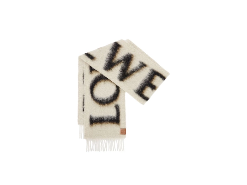 Loewe LOEWE Scarf In Wool And Mohair Camel-Black