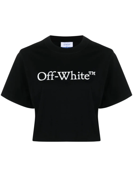 Off-White Bookish logo-print Cropped T-shirt | Black | FARFETCH