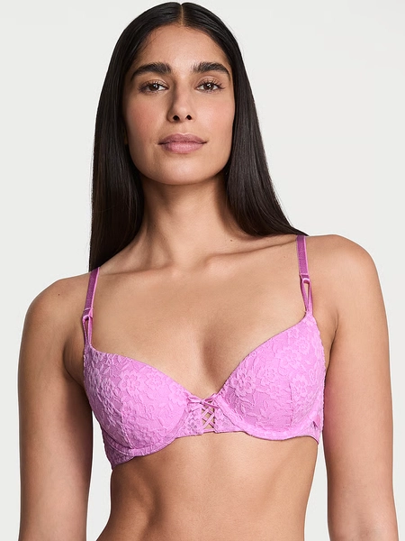 Sexy Tee Lacie Lace-Up Lightly Lined Demi Bra