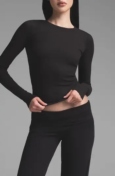 Stretch Cotton Rib Long Sleeve T-Shirt