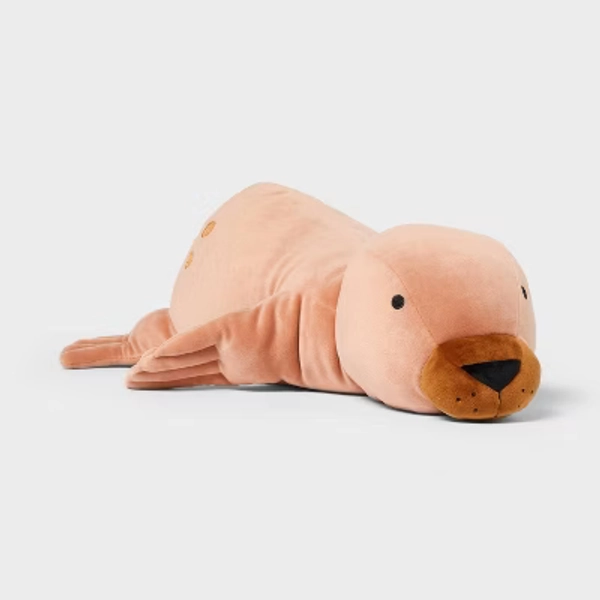 Seal Weighted Plush Kids' Throw Pillow Brown - Pillowfort™
