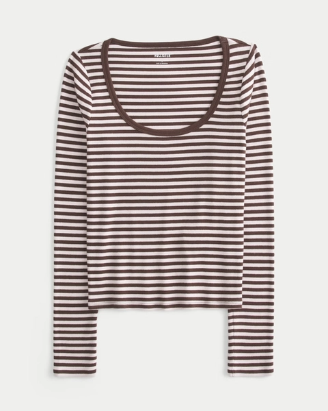 Long-Sleeve Scoop Top